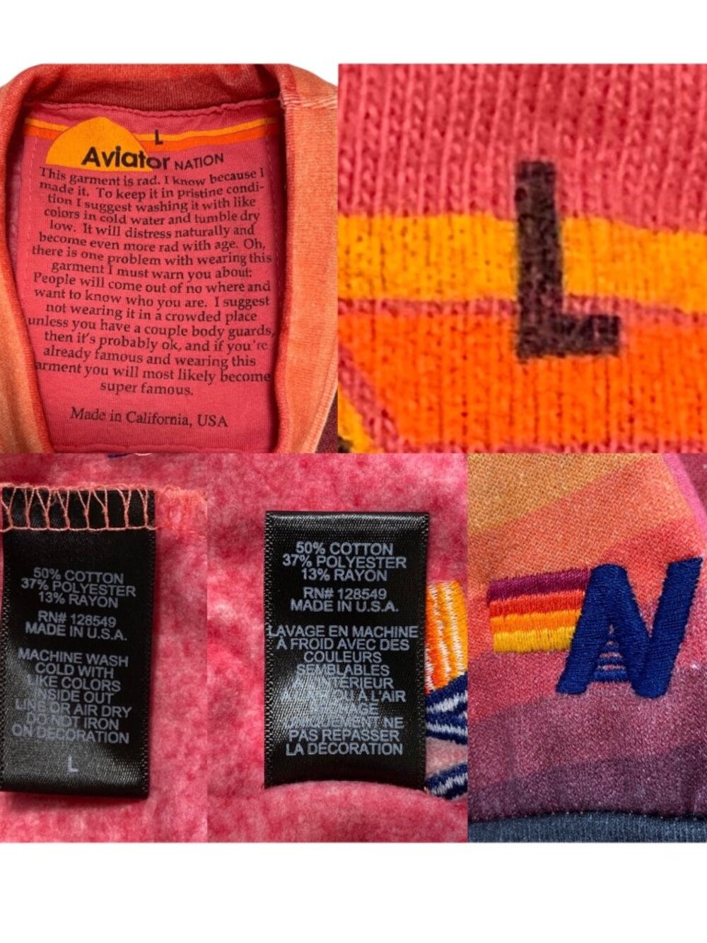Aviator Nation Serape Bolt Stitch Sweatshirt L Striped Crewneck Long Sleeve - Picture 10 of 16